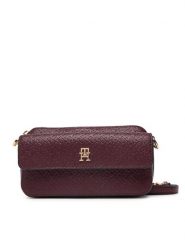 Tommy Hilfiger Torebka Th Icon Camera Bag Mono AW0AW18922 Bordowy. Czerwone listonoszki damskie Tommy Hilfiger, bez wzorów, ze skóry, bez dodatków. Za 529.99 zł.