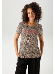 Aniston Koszulka w kolorze beżowo-czarnym rozmiar: 44. Brązowe koszulki damskie Aniston, bez wzorów, bez kołnierzyka, bez ramiączek. Za 32.75 zł.