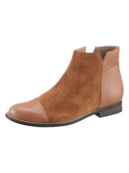 Heine Skórzane botki w kolorze jasnobrązowym rozmiar: 41. Brązowe botki damskie Heine, bez obcasa, bez zapięcia. Za 97.51 zł.