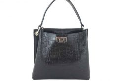 Listonoszka skórzana BARBERINI'S czarna croco 795/1-1. Czarne shopper bag Barberinis, bez wzorów, ze skóry, do ręki, bez dodatków. Za 339.99 zł.