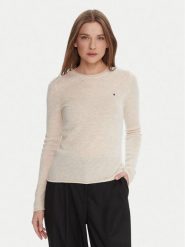 Tommy Hilfiger Sweter WW0WW40264 Écru Regular Fit. Swetry klasyczne damskie Tommy Hilfiger, l, z wełny, bez kołnierzyka. Za 519.99 zł.