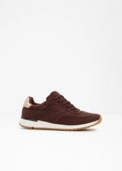 Sneakersy. Brązowe obuwie sportowe casual damskie bonprix, z satyny, bez zapięcia. Za 129.99 zł.