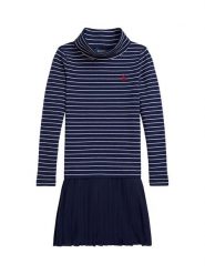Polo Ralph Lauren Sukienka dzianinowa 312980676001 Granatowy Regular Fit. Niebieskie sukienki dziewczęce Polo Ralph Lauren, bez wzorów, z dzianiny, bez ramiączek, proste. Za 529.99 zł.