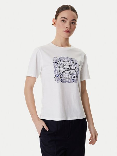 Weekend Max Mara T-Shirt West 2615971041 Biały Regular Fit. Białe t-shirty damskie Weekend Max Mara, s, bez wzorów, z bawełny, bez kołnierzyka. Za 338.99 zł.