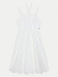Guess Sukienka codzienna J5GK30 WH7D0 Biały Regular Fit. Białe sukienki dziewczęce Guess, z aplikacjami, z bawełny, bez ramiączek, proste. Za 189.99 zł.
