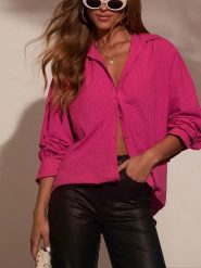 Milan Kiss Koszula w kolorze różowym rozmiar: XL. Różowe koszule damskie Milan Kiss, xl, bez wzorów, bez kołnierzyka, bez ramiączek. Za 130.99 zł.