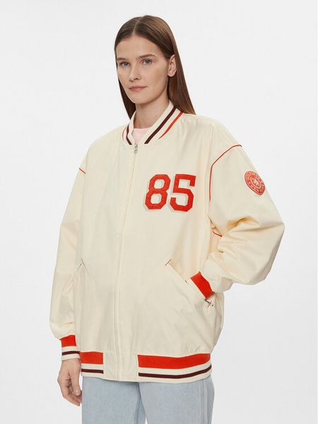 Tommy Hilfiger Kurtka bomber Baseball WW0WW40477 Beżowy Oversize. Brązowe kurtki damskie Tommy Hilfiger, l, bez wzorów, z syntetyku, bez kaptura. Za 649.99 zł.