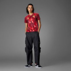 Koszulka piłkarska damska ADIDAS Niemcy 2025 wyjazdowa. Czerwone bluzki damskie Adidas, m, bez wzorów, z materiału, bez kołnierzyka, bez ramiączek. Za 459.99 zł.