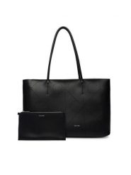 Calvin Klein Torebka Emblem Aop Perfor Lthr Tote LV04F3359G Czarny. Czarne torebki klasyczne damskie Calvin Klein, ze skóry, bez dodatków. Za 1,099.00 zł.