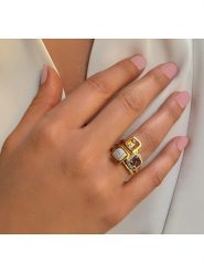 Les Petites Précieuses Pozłacany pierścionek z kamieniami szlachetnymi rozmiar: 58. Żółte pierścionki damskie Les Petites Précieuses, z cyrkonią, pozłacane. Za 260.99 zł.