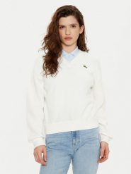 Lacoste Sweter AF5622 Écru Regular Fit. Swetry klasyczne damskie Lacoste, z bawełny, bez kołnierzyka. Za 349.99 zł.