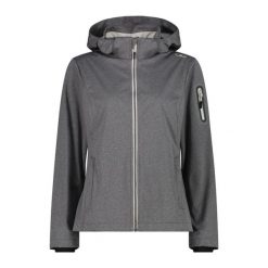 Kurtka damska turystyczna CMP 39A5016M. Szare kurtki damskie CMP, l, bez wzorów, z softshellu, z kapturem. Za 340.00 zł.