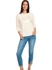 Heine Koszulka w kolorze kremowym rozmiar: 44. Brązowe koszulki damskie Heine, bez wzorów, bez kołnierzyka, bez ramiączek. Za 56.99 zł.