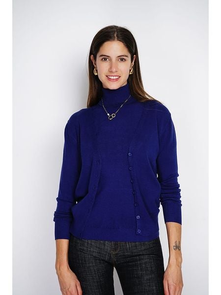 ASSUILI 2-częściowy zestaw w kolorze granatowym rozmiar: 38. Niebieskie golfy damskie Assuili, z kaszmiru, bez kołnierzyka. Za 223.99 zł.