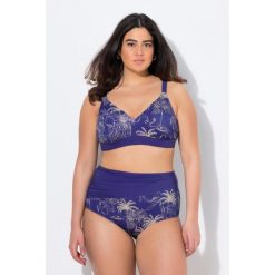 Damskie Bikini palmy bez miękkich miseczek regulowane ramiączka z recyklingu. Niebieskie bikini Ulla Popken, bez wzorów, z elastanu. Za 244.99 zł.