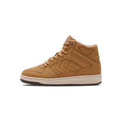 Sneakersy Hummel St. Power Play Mid Tex. Brązowe obuwie sportowe damskie Hummel, bez zapięcia. W wyprzedaży za 271.50 zł.
