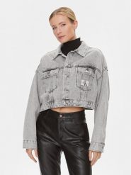 Calvin Klein Jeans Kurtka jeansowa J20J222467 Szary Oversize. Szare kurtki damskie Calvin Klein Jeans, xl, bez wzorów, z bawełny, bez kaptura. Za 519.99 zł.