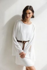 SUKIENKA CARRIE ECRU L - Flawless. Sukienki damskie Flawless, bez wzorów, z wiskozy, eleganckie, bez ramiączek. Za 249.00 zł.