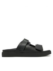 Calvin Klein Sandały Flat Adj Slide Eyelet HW0HW02489 Czarny. Czarne sandały damskie Calvin Klein, bez wzorów, ze skóry, bez obcasa, na płaskiej podeszwie, bez zapięcia. Za 339.99 zł.