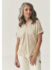 TATUUM Bluzka "Ambrila" w kolorze beżowym rozmiar: L. Brązowe bluzki damskie TATUUM, l, bez wzorów, bez kołnierzyka, bez ramiączek. Za 141.85 zł.
