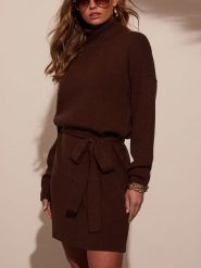 LA Angels Sukienka w kolorze brązowym rozmiar: XL. Brązowe sukienki damskie LA Angels, bez wzorów, ze splotem, bez ramiączek. Za 182.72 zł.