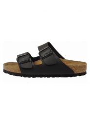 Birkenstock Klapki "Arizona" w kolorze czarnym rozmiar: 36. Czarne klapki damskie Birkenstock, bez wzorów, z otwartym noskiem, bez obcasa, bez zapięcia. Za 284.82 zł.