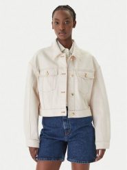 HUGO Kurtka jeansowa Gisolia 50559618 Écru Relaxed Fit. Kurtki damskie Hugo, xs, bez wzorów, z bawełny, bez kaptura. Za 859.99 zł.