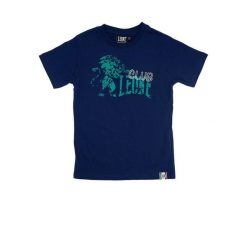 Koszulka miękka na co dzień na siłownię. Niebieskie bluzki damskie LEONE 1947 APPAREL, bez wzorów, z bawełny, sportowe, bez kołnierzyka, bez ramiączek. W wyprzedaży za 41.41 zł.