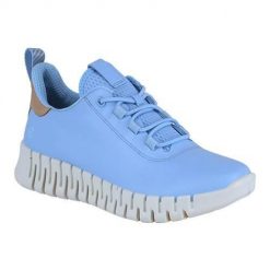 Buty do chodzenia damskie Ecco Sneaker Gruuv Lea. Niebieskie obuwie sportowe damskie ECCO, z materiału, bez zapięcia, trekkingowe. Za 759.00 zł.