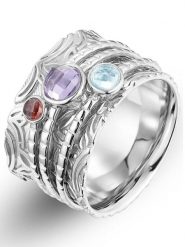 Eclat d'Argent Srebrny pierścionek z kamieniami szlachetnymi rozmiar: 60. Szare pierścionki damskie Eclat d'Argent, z ametystem, srebrne. Za 327.10 zł.