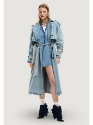 Desigual Trencz CHAQ_VIO Niebieski Casual Fit. Niebieskie płaszcze damskie Desigual, l, bez wzorów, bez kaptura. Za 1,179.00 zł.