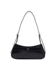 Calvin Klein Torebka Ck Croc Small Shoulder Bag LV04F3906G Czarny. Czarne torebki klasyczne damskie Calvin Klein, ze skóry, bez dodatków. Za 449.99 zł.