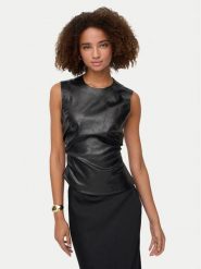 ONLY Bluzka Mone 15360230 Czarny Slim Fit. Czarne bluzki damskie Only, xs, bez wzorów, ze skóry, bez kołnierzyka, bez ramiączek. Za 89.99 zł.