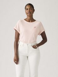 Levi's Koszulka w kolorze jasnoróżowym rozmiar: S. Różowe bluzki damskie Levi's, s, bez wzorów, z bawełny, bez kołnierzyka, bez ramiączek. Za 80.45 zł.