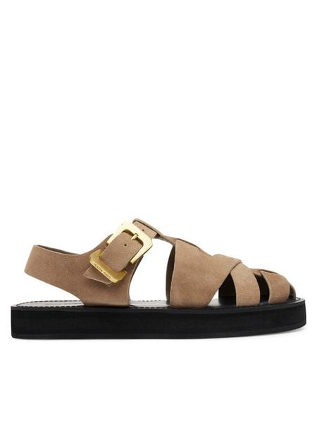 Gino Rossi Sandały LOCK-CS882-HM-01 Beżowy. Brązowe sandały damskie Gino Rossi, bez wzorów, ze skóry, bez obcasa, na płaskiej podeszwie, bez zapięcia. Za 249.99 zł.