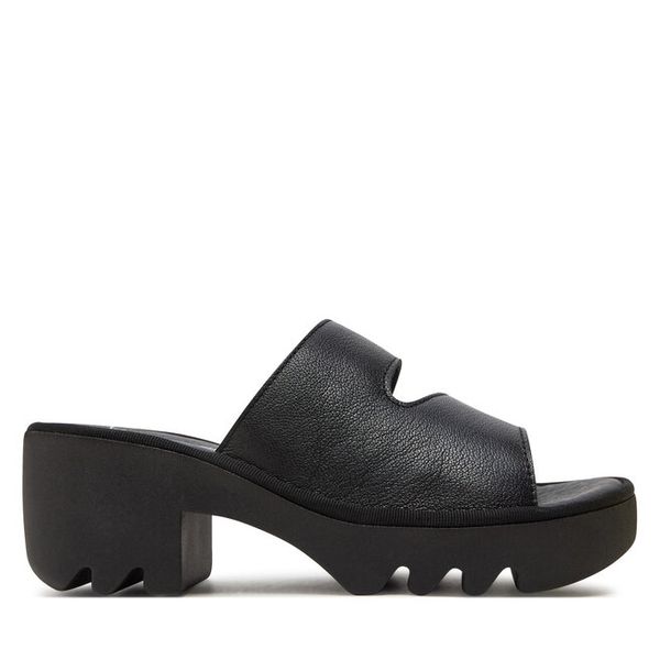 Klapki Fly London. Czarne klapki damskie Fly London, bez wzorów, bez obcasa, bez zapięcia. Za 459.99 zł.