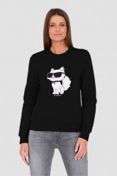 KARL LAGERFELD Czarna bluza Ikonik 2.0 Choupette Sweat. Czarne bluzy damskie KARL LAGERFELD, xs, bez wzorów, bez kaptura. W wyprzedaży za 639.99 zł.