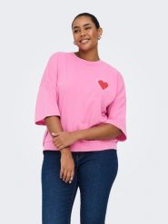 ONLY Koszulka w kolorze jasnoróżowym rozmiar: S-42/44. Różowe bluzki damskie Only, s, bez wzorów, z bawełny, bez kołnierzyka, bez ramiączek. Za 104.99 zł.