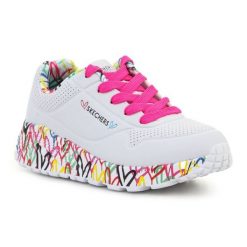 Buty Skechers Lovely Luv 314976L-WMLT białe. Białe buty sportowe dziewczęce z materiału, bez zapięcia. Za 367.32 zł.