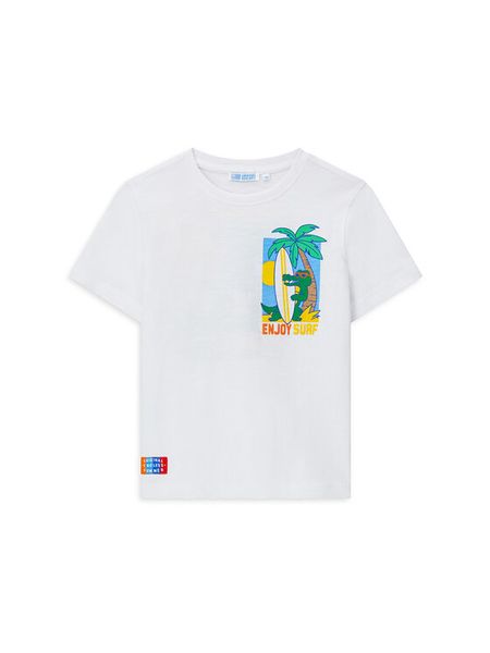 Original Marines T-Shirt DFP2213CM Biały Regular Fit. Białe t-shirty i koszulki chłopięce Original Marines, bez wzorów, z bawełny, bez kołnierzyka, bez ramiączek. Za 39.99 zł.