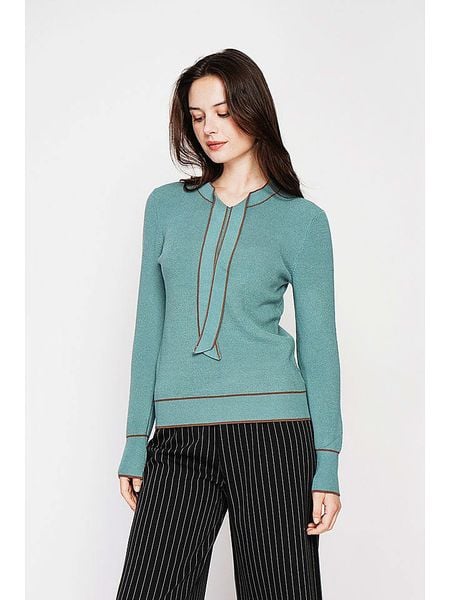 C& Jo Sweter w kolorze jasnobrązowo-turkusowym rozmiar: 38. Brązowe swetry klasyczne damskie C& Jo, z kaszmiru, bez kołnierzyka. Za 108.99 zł.