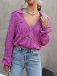 Milan Kiss Sweter w kolorze fioletowym rozmiar: L. Różowe swetry klasyczne damskie Milan Kiss, l, bez kołnierzyka. Za 150.72 zł.