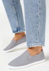 Szare Wsuwane Tenisówki Materiałowe Kalaiya. Szare obuwie sportowe damskie Born2be, z jeansu, bez zapięcia, tenisowe. Za 34.99 zł.