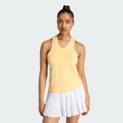Koszulka Club Tennis Climacool V-Neck. Brązowe koszulki damskie Adidas, bez wzorów, bez kołnierzyka, bez ramiączek. Za 149.00 zł.