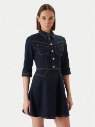 Morgan Sukienka jeansowa 261-REXAS Granatowy Regular Fit. Niebieskie sukienki damskie Morgan, bez wzorów, z bawełny, bez ramiączek. Za 399.99 zł.