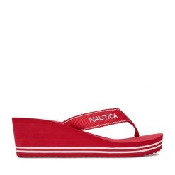Japonki Nautica. Czerwone klapki damskie Nautica, bez wzorów, bez obcasa, bez zapięcia. Za 99.99 zł.