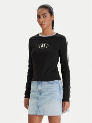 Guess Jeans Bluzka W6RI17 J1314 Czarny Regular Fit. Czarne bluzki damskie Guess Jeans, xxl, z aplikacjami, z bawełny, bez kołnierzyka, bez ramiączek. Za 169.99 zł.