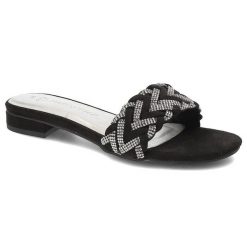 Czarne Klapki Marco Tozzi Eleganckie Obuwie Damskie. Czarne klapki damskie Marco Tozzi, bez wzorów, ze skóry ekologicznej, bez obcasa, na obcasie, bez zapięcia. Za 269.00 zł.