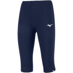 Legginsy damskie Mizuno High-Kyu Capri. Niebieskie legginsy damskie Mizuno, bez wzorów. W wyprzedaży za 119.00 zł.