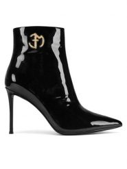 Eva Minge Botki GAJDA-959-953 Czarny. Czarne botki damskie Eva Minge, z lakierowanej skóry, bez obcasa, na szpilce, bez zapięcia. Za 479.99 zł.